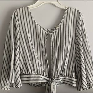 Pacsun black and white striped split blouse